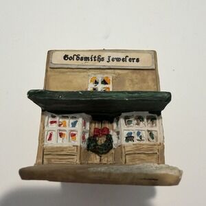 VTG Goldsmiths Jewelers Christmas Ornament House Resin Seiko 1984 China‎